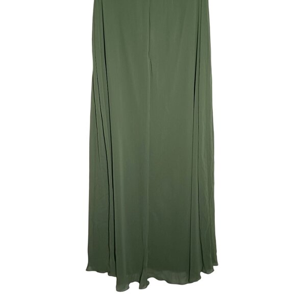 NEW After Six Puff Sleeve Chiffon Maxi Dress w/ Front Slit, Vineyard Green, 14 - Picture 6 of 15
